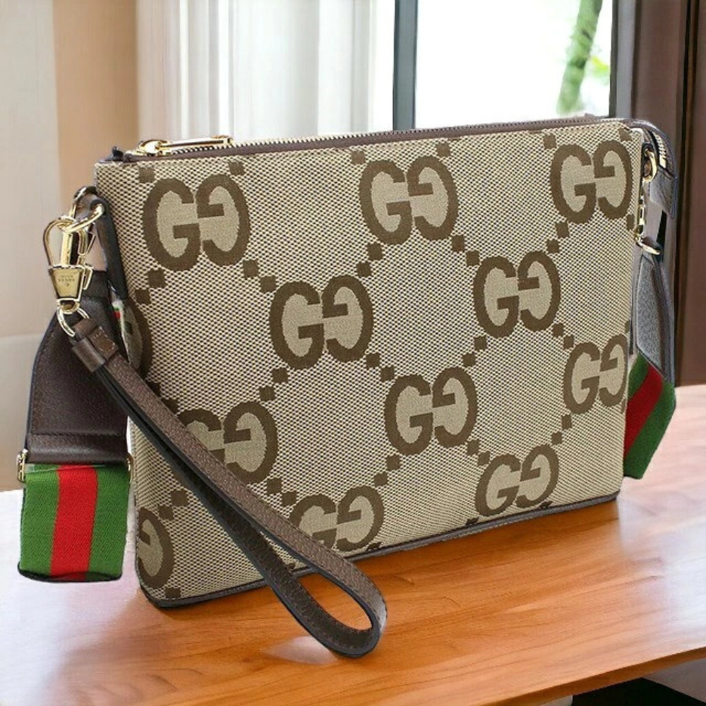 Gucci Jumbo GG Canvas Cool Crossbody Bag Brown